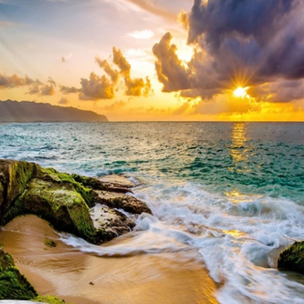 Tapestry Wall Hanging Purple Clouds Over Water - Picture 2 of 2